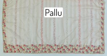Handmade Premium Organza Saree | Light Pink with Peach Undertone | Hand Embroidery | Ships from California
